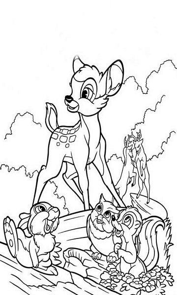 kolorowanka Bambi malowanka do wydruku Disney z bajki dla dzieci nr 33